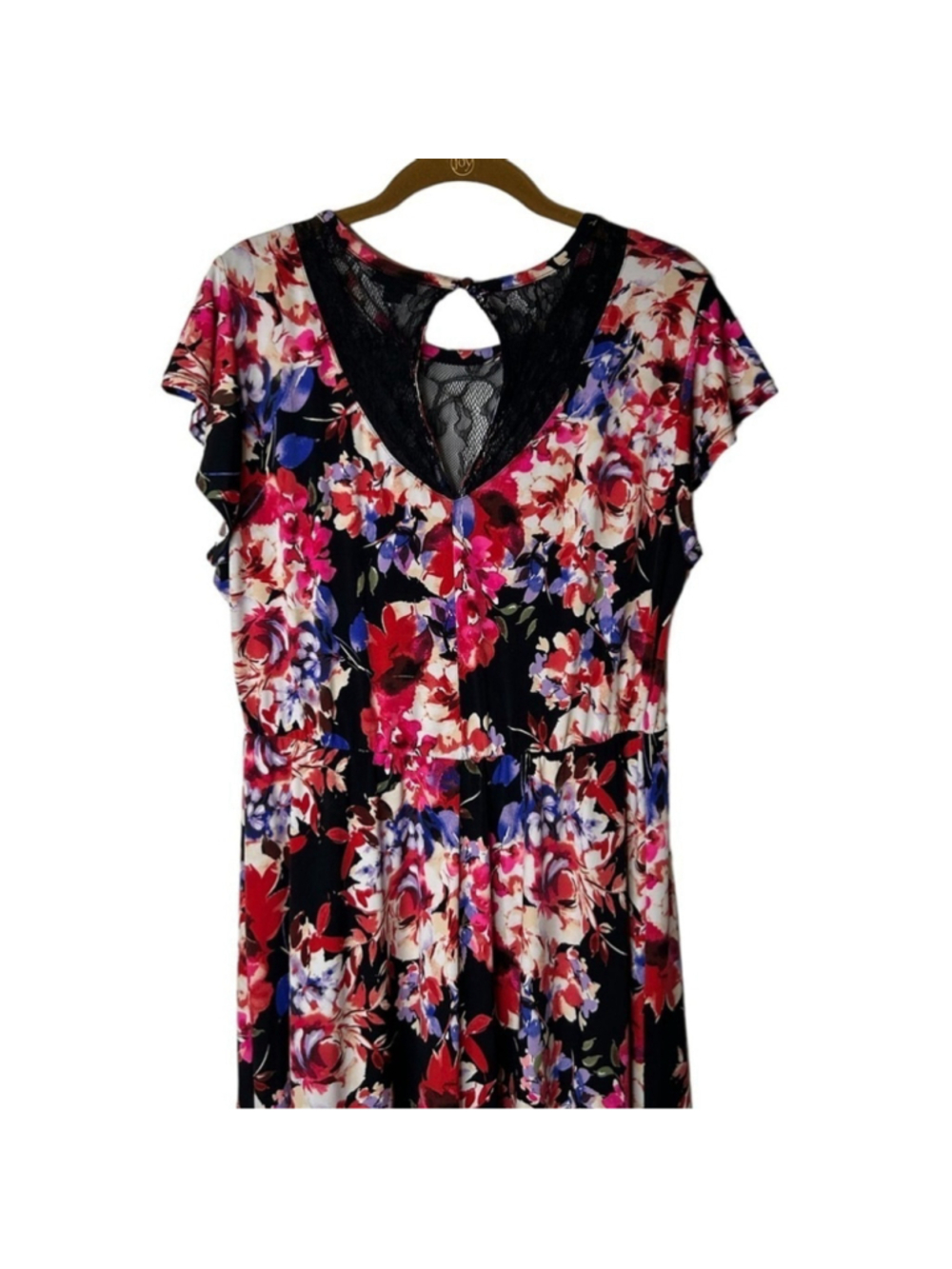 Torrid Midi Studio Knit Fit & Flare Black Floral Asymmetrical Dress Size 1X - Picture 9 of 14